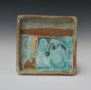 Medium square stoneware tray.