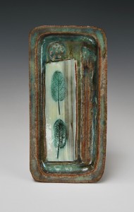 Small oblong stoneware tray.